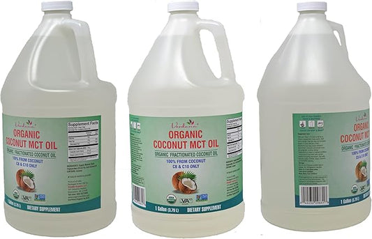 Verdana USDA Certified Organic Coconut MCT Oil –Fractionated Coconut Oil – No Palm Kernel Used – Kosher, Food Grade, Non-GMO – Great for Keto and Paleo Diets, Oil Pulling Rinse Mouthwash – 1Gallon