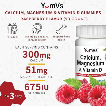 Yum-V Calcium, Magnesium, Vitamin D3 Gummies (90 Count) 2
