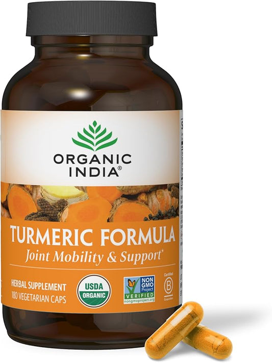 ORGANIC INDIA Turmeric Curcumin with Black Pepper 180 Capsules