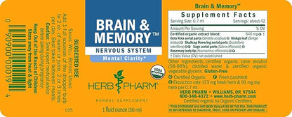 Herb Pharm Organic Nootropic Brain & 1 Oz