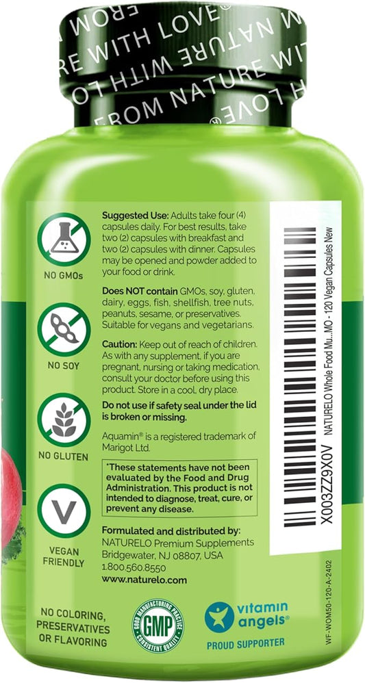 NATURELO Whole Food Multivitamin for Women 50+ (Iron 50 - 120 Vegan