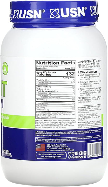 USN Nutrition Vegan Plant Protein Powder 23g Protein, 1.5lbs (Chocolate)
