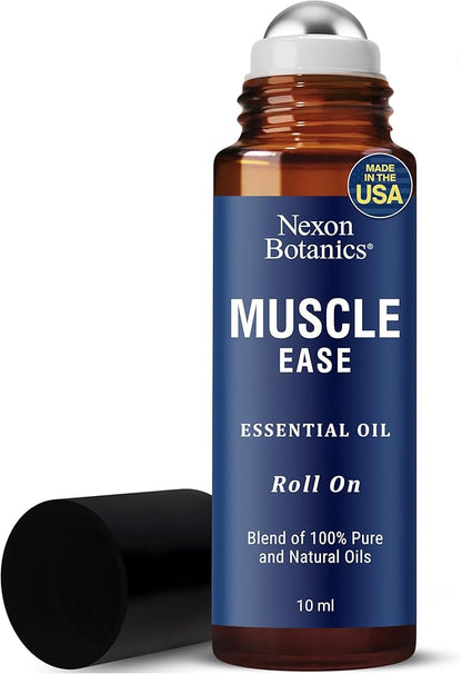 Muscle Ease Essential Oil Roll-On 10 ml - Pure Natural Blend for Sore Muscles, Aches & Recovery - Easy Roller for Athletes & Active Lifestyles - Nexon Botanics