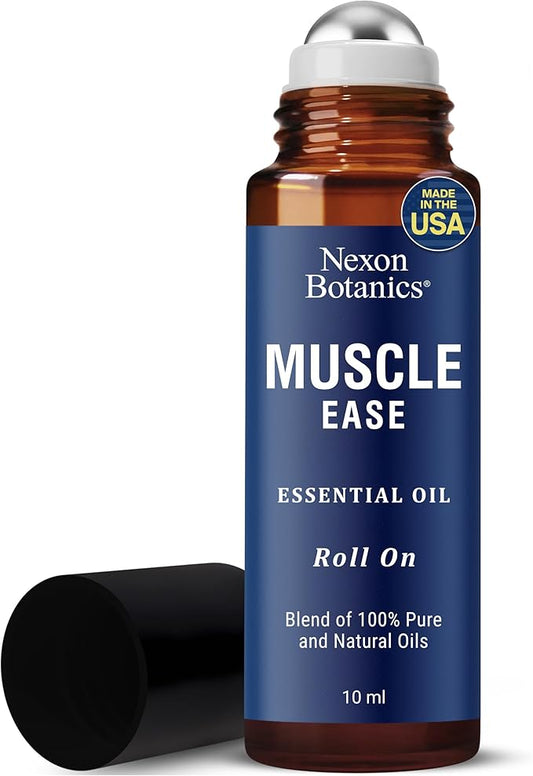 Muscle Ease Essential Oil Roll-On 10 ml - Pure Natural Blend for Sore Muscles, Aches & Recovery - Easy Roller for Athletes & Active Lifestyles - Nexon Botanics