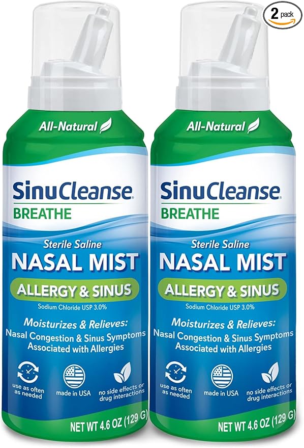 SinuCleanse Allergy & Sinus Sterile Saline 4.6 Oz (2 Pack),