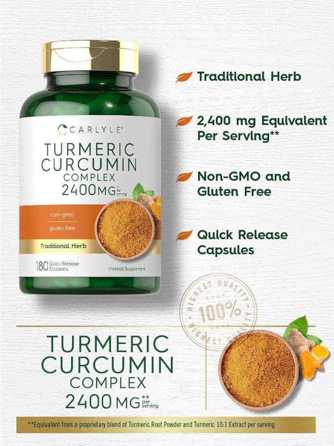 Carlyle Turmeric Curcumin Supplement 2400mg 180 Powder