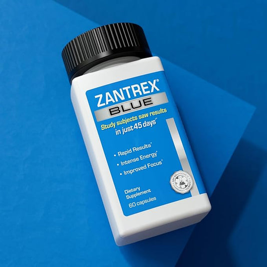 Zantrex Blue - High Energy Supplement - 300MG Natural Caffeine - Yerba Mate, Damiana, and Guarana, 60 Count