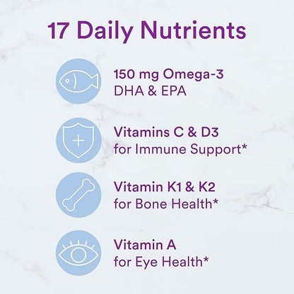 SmartyPants Fiber Supplement & Multivitamin D3, C, B12, B6, B6, Vitamin 3 Fish 180 Count (30 Day