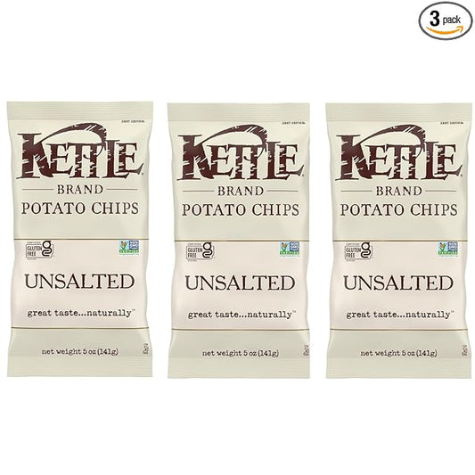 Kettle Chips Unsalted 8.5 Ounce (Pack of 3)