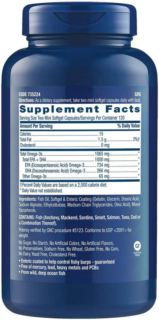 GNC Triple Strength Fish Oil Mini's |Omega-3 Heart, 240 Mini