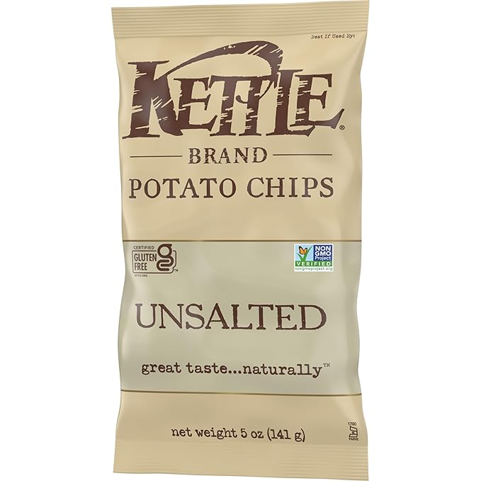 Kettle Brand Potato Chips, Unsalted Kettle Chips, 5 Oz (Pack of 15)