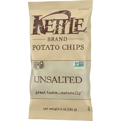 Kettle Brand Potato Chips, Unsalted Kettle Chips, 5 Oz (Pack of 15)