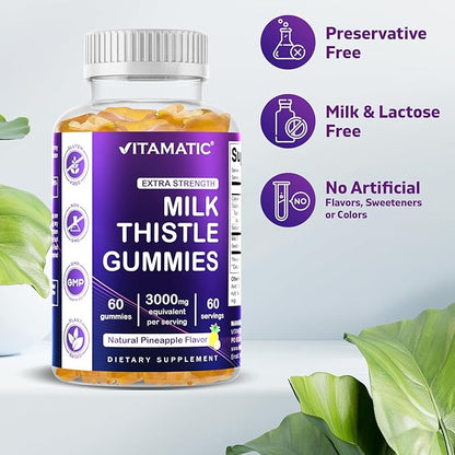Vitamatic Milk Thistle Gummies 3000 mg 80% Silymarin 60 Pectin