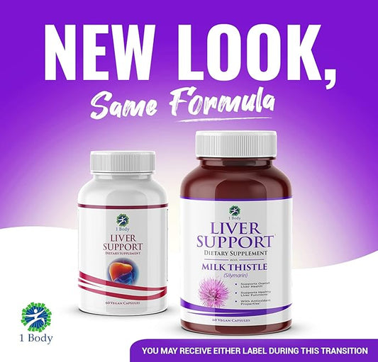 1 Body Liver Support Supplement B12 & 60 Vegan