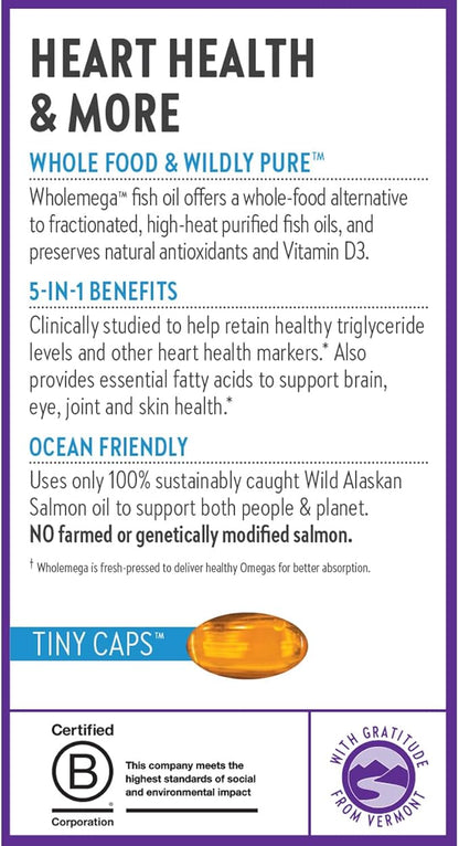 New Chapter Wholemega Fish Oil Supplement Omega-3 + D3 + 90 ct 500mg Softgels