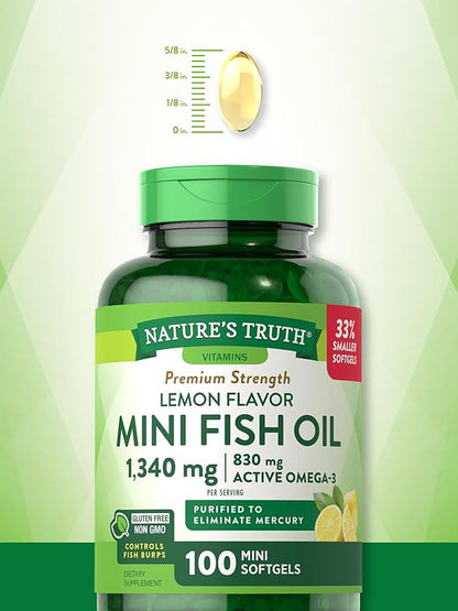 Mini Fish Oil Omega 3 1340 mg 100 Softgels