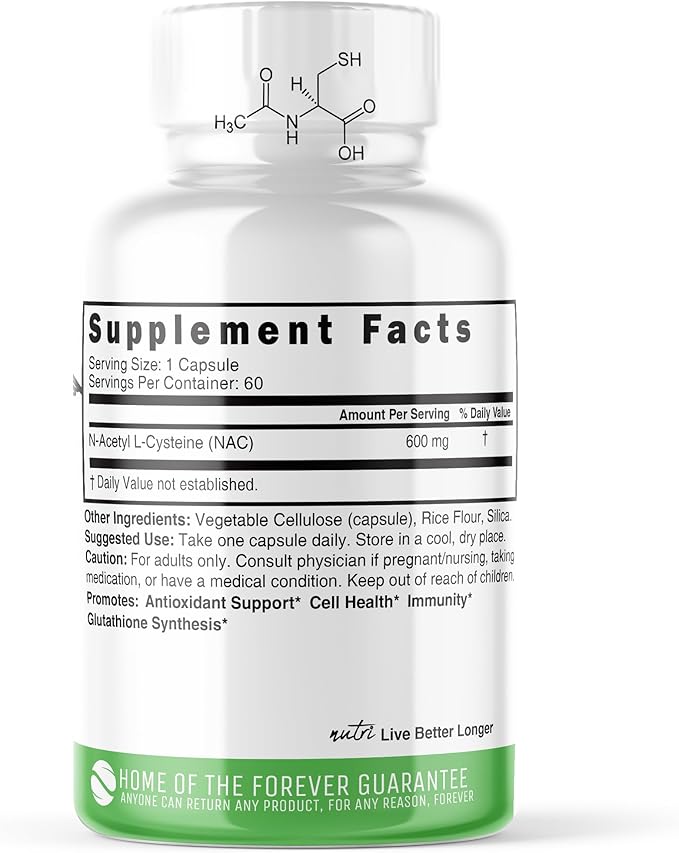 Nature's Fusions NAC Supplement N-Acetyl Cysteine 600 mg (60 Capsules)