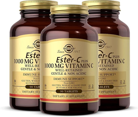 SOLGAR Ester-C Plus 1000 mg Vitamin 90 Tablets, 3 - 270 Total
