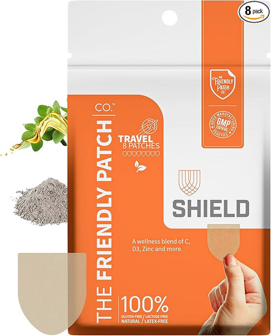 The Friendly Patch Shield Patch - D3, C & Zinc Patches - Wellness Patches Travel 8 Pack WERCSmart Certified to Ensure Formulation Ingredients and Consumer Safety Compliance
