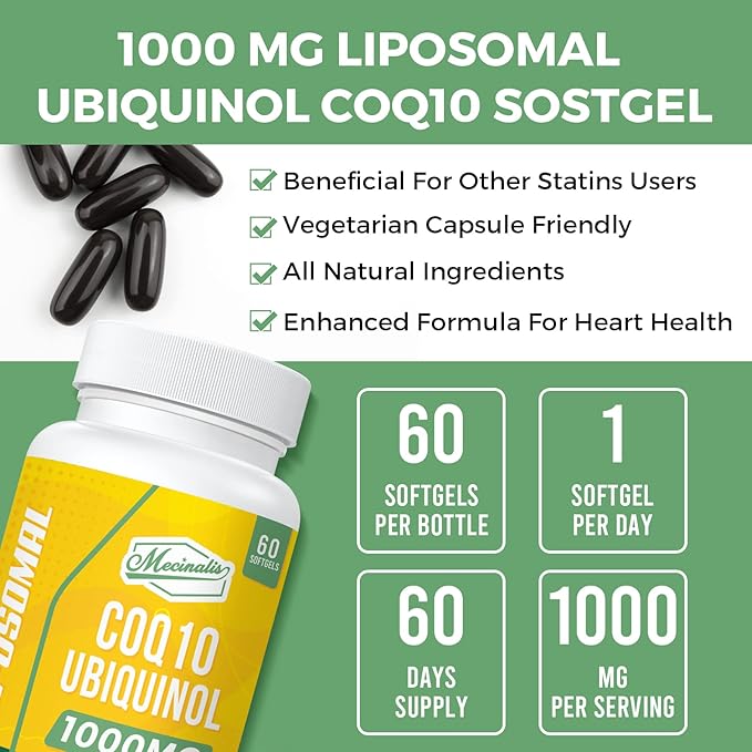 1000mg Liposomal CoQ10 Softgels CoQ10 Ubiquinol Q10 | 60 Softgels