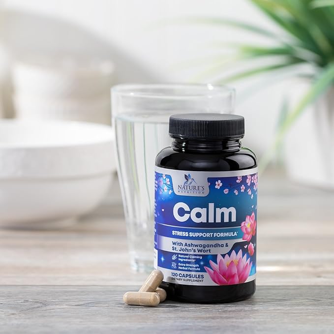 Stress Support Supplements for Mood & 5-HTP, L-Theanine 120 Capsules