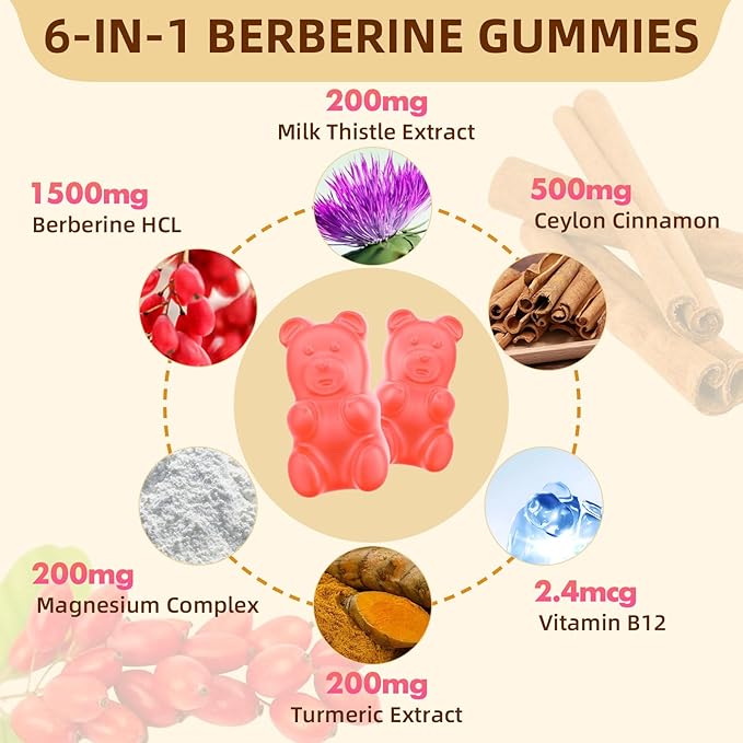 softber Berberine Gummies, Organic Berberine 1500mg 120 Count