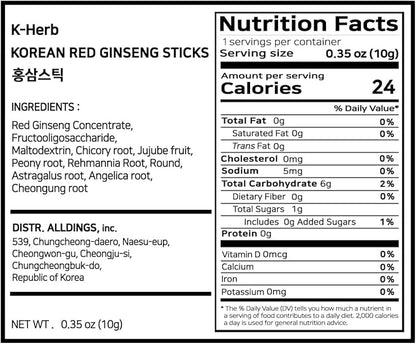 Korean Red Ginseng Sticks –Premium Red 25mg] 100P) 100P)