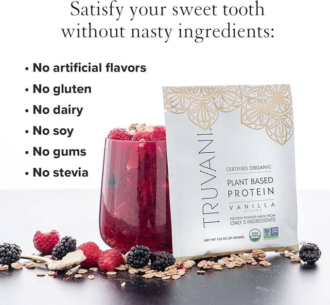 Truvani Vegan Pea Protein Powder 20g Organic 1 Serving