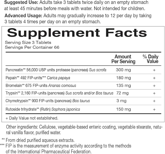 Garden of Life Joint Support Supplement - Wobenzym N Systemic Enzymes, 200 Tablets