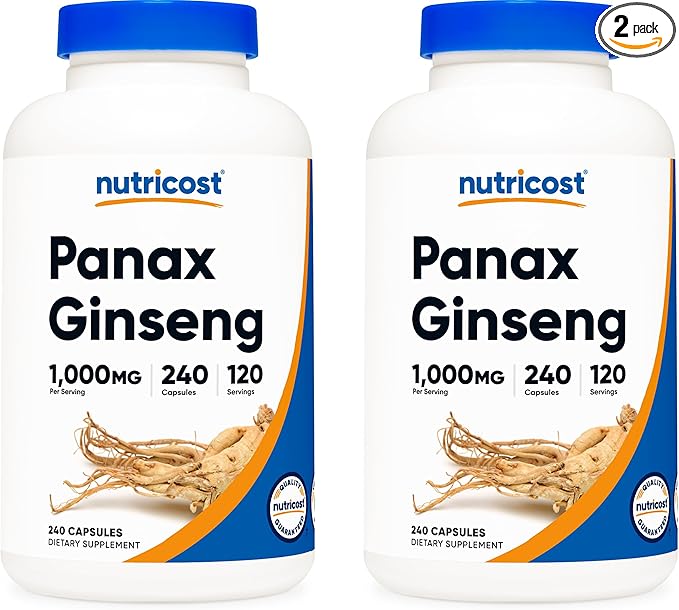 Nutricost Panax Ginseng 1000mg, 240 Capsules (2 Bottles) 120 Servings
