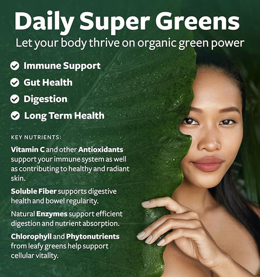 USDA Organic Greens Powder (180 Tablets) 28 Fruits