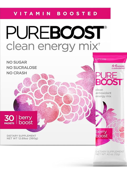Pureboost Clean Energy Booster, Refreshing Energy B12 Vitamins, 30 Count)