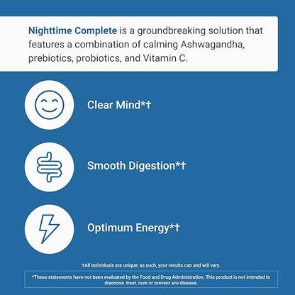ACTIVATEDYOU Nighttime Complete Daily Wellness Drink- Smooth Digestion, Gut Health, Calmness w/Prebiotics, Probiotics, 12 Billion CFU & Ashwagandha for Sleep Support, 30 Servings (Raspberry Lemonade)