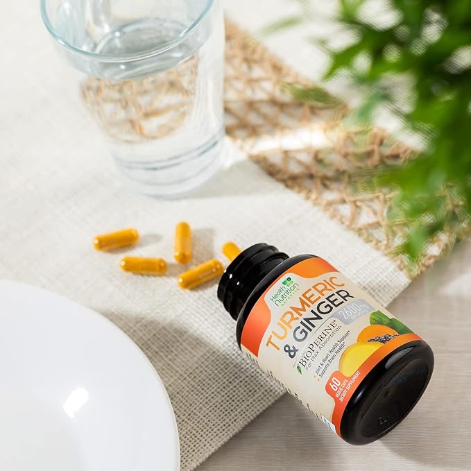 Turmeric Curcumin with BioPerine & Ginger 95% Curcuminoids 2600mg - 60 Capsules