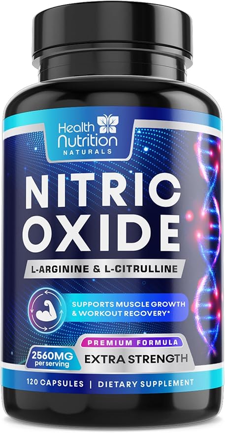 Extra Strength Nitric Oxide Supplement L Arginine 3X Strength - Citrulline Malate, AAKG, Beta Alanine - Premium Muscle Supporting Nitric Booster for Energy & Strength to Train Harder - 120 Capsules