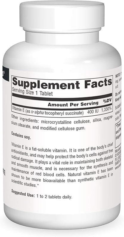 Source Naturals Vitamin E, 400 iu 50 Tablets