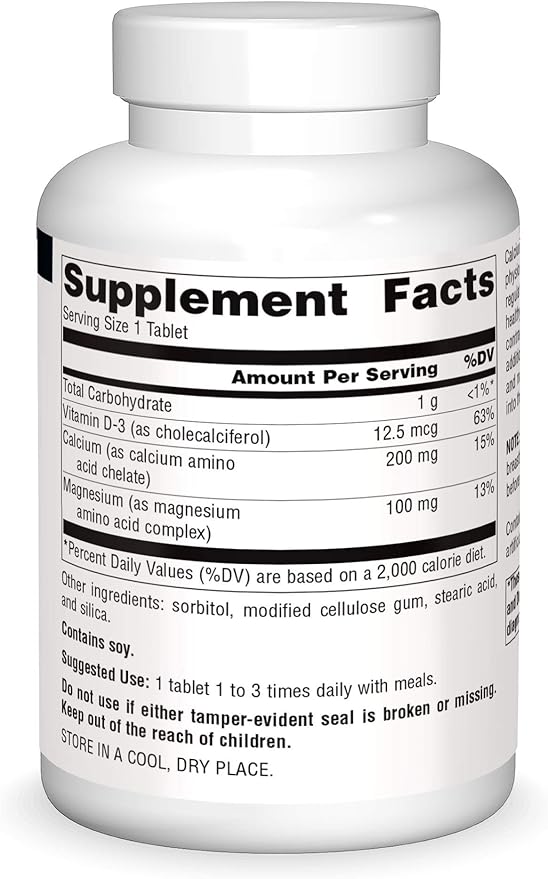 Source Naturals Calcium & Magnesium, Amino D-3, 300 300 MG 250 Tablets