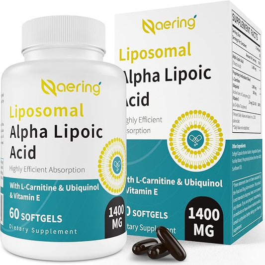 Liposomal Alpha Lipoic Acid 1400mg Softgels, 1000mg, Ubiquinol CoQ10) 100mg 100mg and 10mg,Alpha-Lipoic Acid 60 Softgels