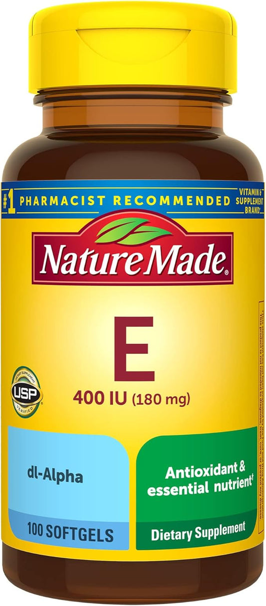 Nature Made Vitamin E 180 mg (400 IU) 100 Softgels, 100 Day