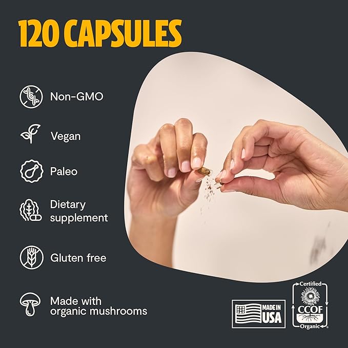 FreshCap Cordyceps Mushroom Capsules 10,000mg - Cordyceps Extract Mushroom Supplement Capsules, Mushroom Extract, Energy Supplements, Ayurveda Nootropic Mushroom Supplements (120 Capsules)