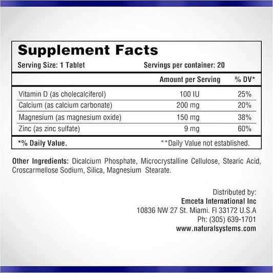 Calcium Magnesium Zinc Vitamin D Supplement 60 Tablets