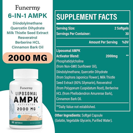 Liposomal AMPK Activator 2000 mg 6-in-1 AMPK 240 Softgels