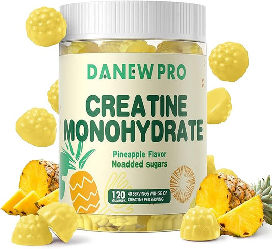 Creatine Monohydrate Gummies 5000mg for Men & Women, Creatine Monohydrate for Muscle Strength, Muscle Builder, Energy Boost, Pre-Workout Supplement(120 Count)-Pineapple Flavor