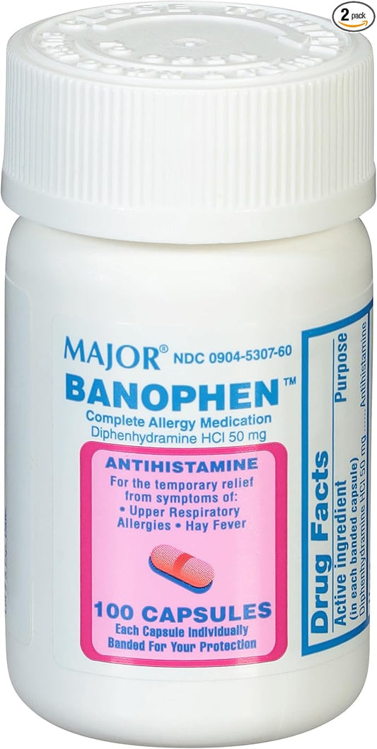MAJOR Banohpen - Complete Allergy Medication 50 mg 100 Capsules
