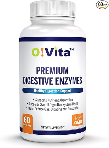 Premium Digestive Enzymes with plant-based enzymes, (60 Non-GMO