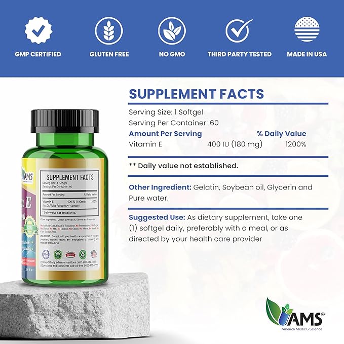 America Medic & Science Vitamin E 400 IU (60 Softgels)