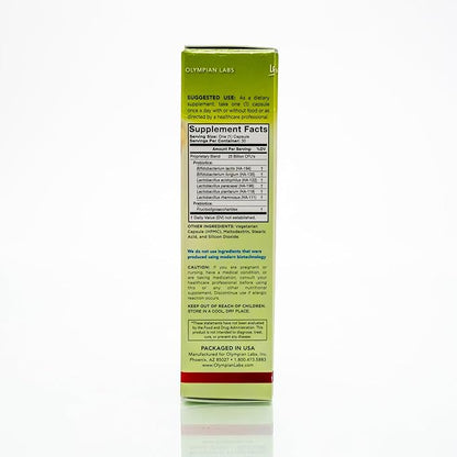 Olympian Labs Complete Prebiotic and Probiotic Supplement - 25 Billion Live Shelf Stable Cultures - 30 Vegetarian Capsules, Helps Restore The Natural Balance Within The Digestive Tract.