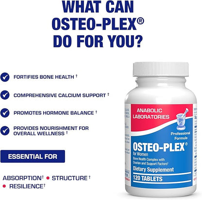 Osteo-Plex Bone Health Supplement for Women - Clinical Formula Bone Strength Supplement with Magnesium Calcium Vitamin D3 & Trace Minerals Complex - Easy to Swallow Gentle Tablets (120 Count)