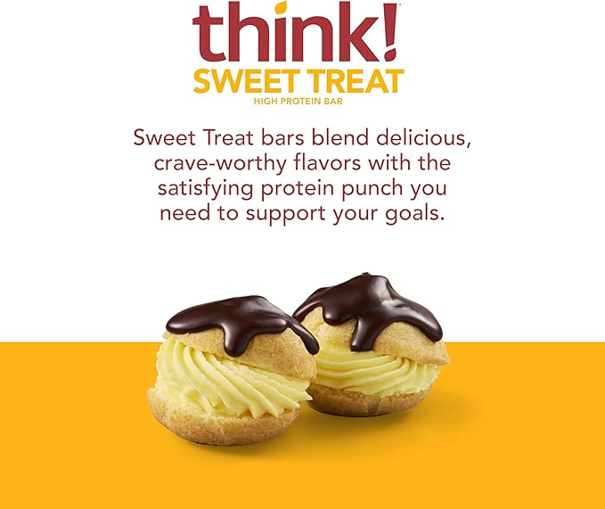 think! Protein Bars, High Protein Snacks, Gluten Free, Kosher Friendly, Sweet Treat, Boston Creme Pie, 10 Count