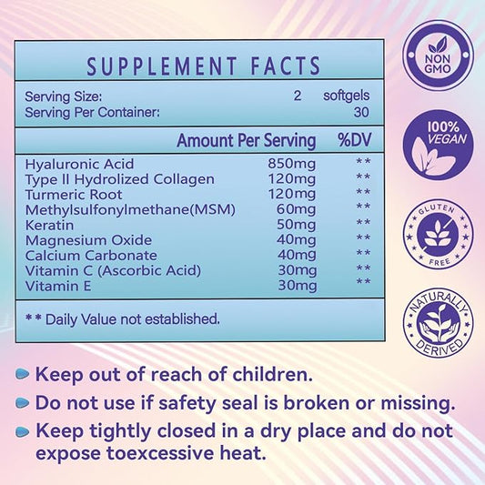 Hyaluronic Acid Supplements, 850mg High Bioavailable